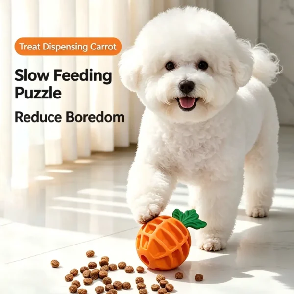 副图3 (81) Carrot Silicone Dog Treat Dispenser Toy, Squeaky Chew Toy