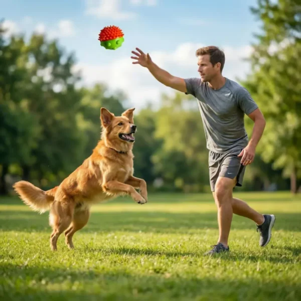 Dog Treat Dispenser Ball, Durable Rubber Chew Toy for Teeth Cleaning