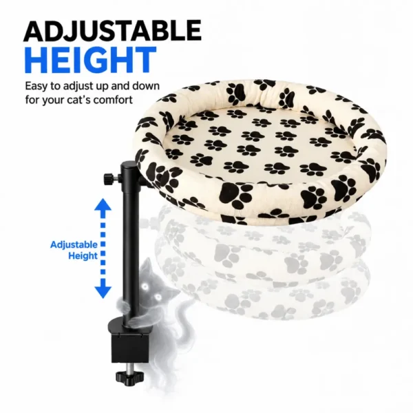 副图6 (27) 360° Rotating Adjustable Desk Cat Bed with Washable Cushion