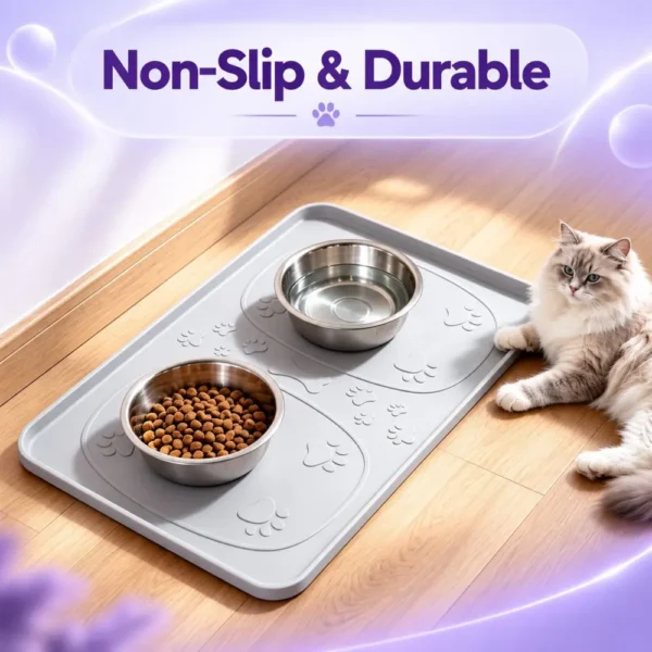 Silicone Dog Feeding Mat, Waterproof Non Slip Pet Bowl Mat