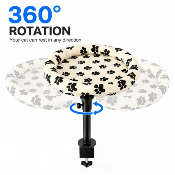 副图7 (16) 360° Rotating Adjustable Desk Cat Bed with Washable Cushion