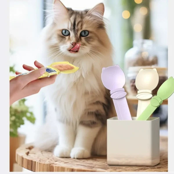 Cat Treat Spoon, Cat Strip Squeezer, Pet Food Feeding Spoon